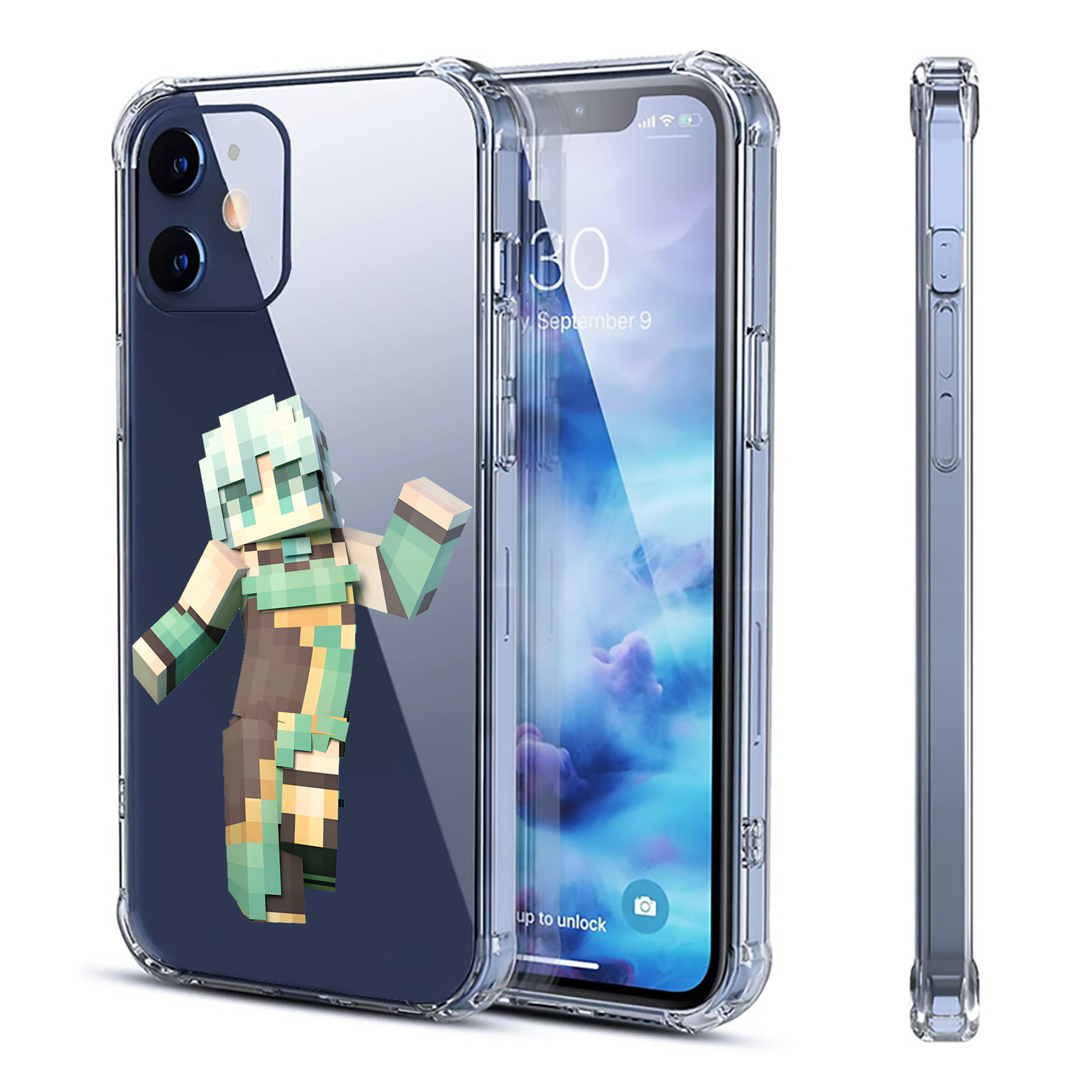 （画像用） マインクラフト ブロックの世界 Minecraft MC Block world 【iPhone 12シリーズ対応】透明スマホケース（クリアソフトケース）